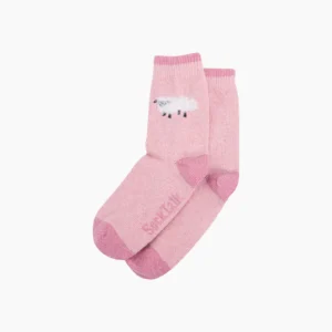 Ullstrumpor - Fluffigt Får – Rosa, Storl. 36–40