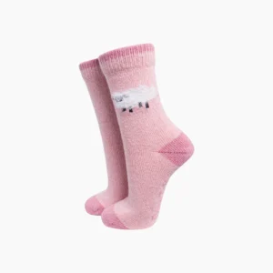 Ullstrumpor - Fluffigt Får – Rosa, Storl. 36–40