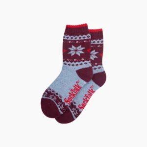 Ullstrumpor Nordic Snowflake – Blå/Vinröd, Storl. 36-40