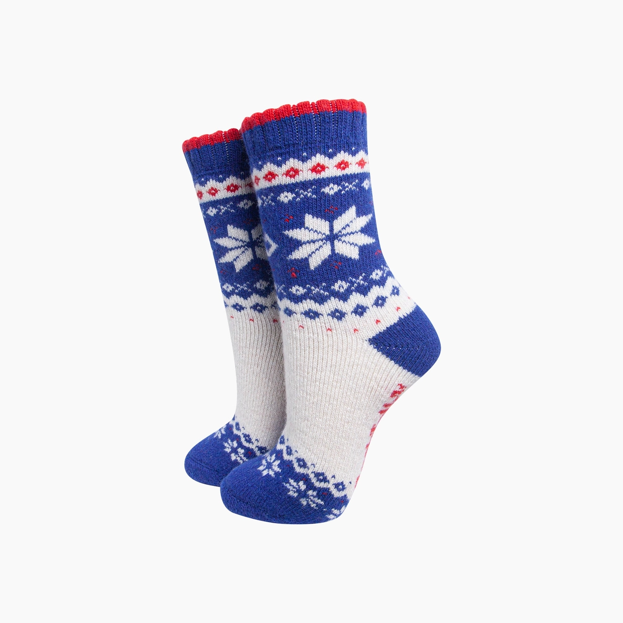 Ullstrumpor Nordic Snowflake – Blå/Vit, Storl. 36-40