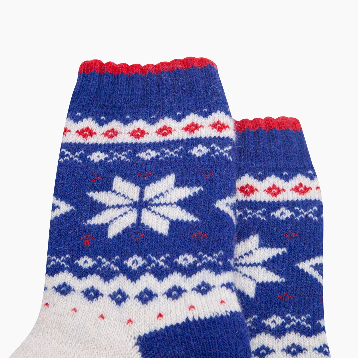 Ullstrumpor Nordic Snowflake – Blå/Vit, Storl. 36-40