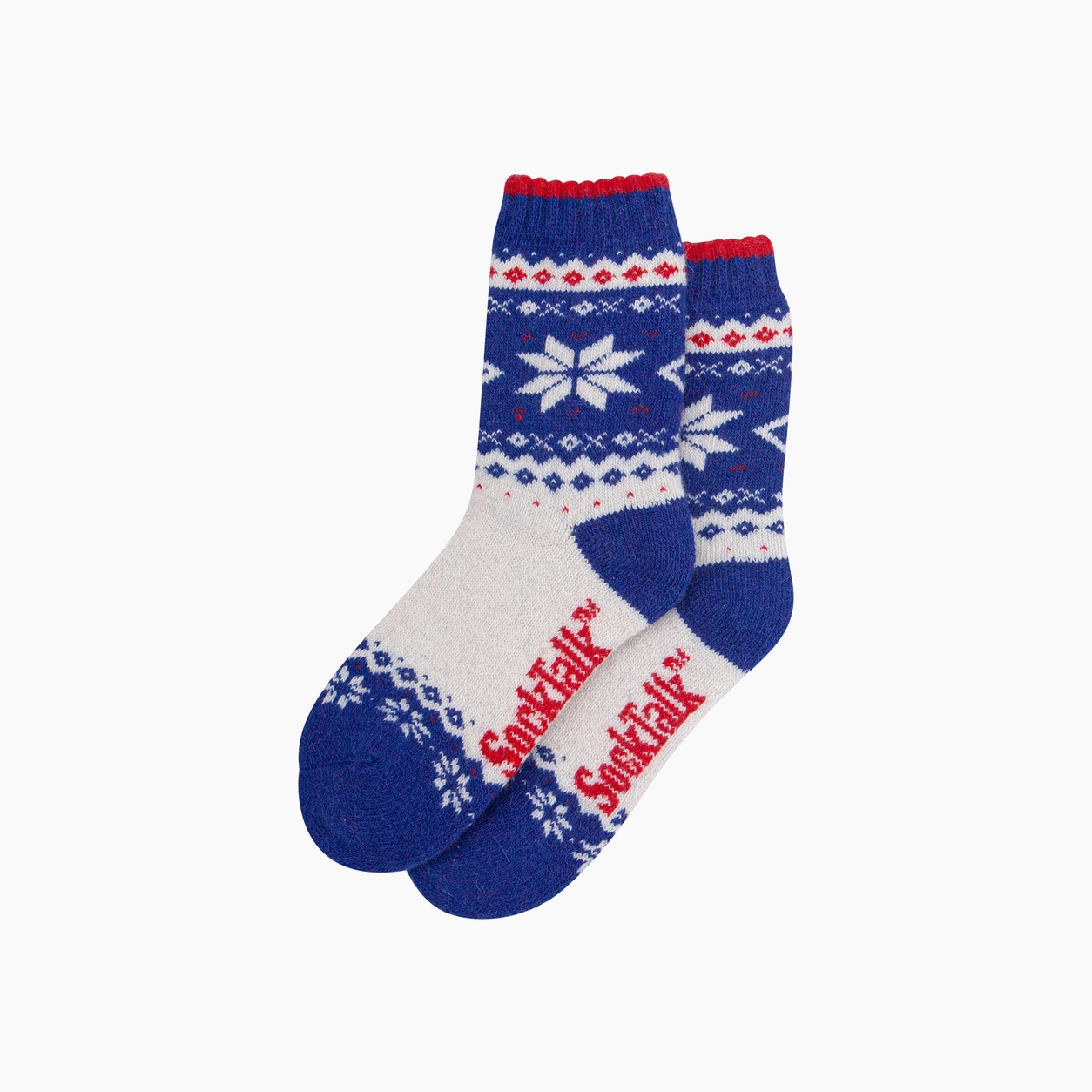 Ullstrumpor Nordic Snowflake – Blå/Vit, Storl. 36-40