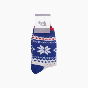 Ullstrumpor Nordic Snowflake – Blå/Vit, Storl. 36-40