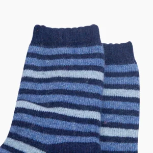 Ullstrumpor med Ränder – Navy/Denim, Storl. 40,5–46