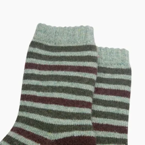 Ullstrumpor med Ränder – Salviagrön-Brun, Storl. 40,5–46