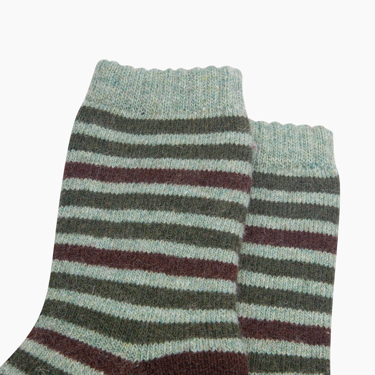 Ullstrumpor med Ränder – Salviagrön-Brun, Storl. 40,5–46